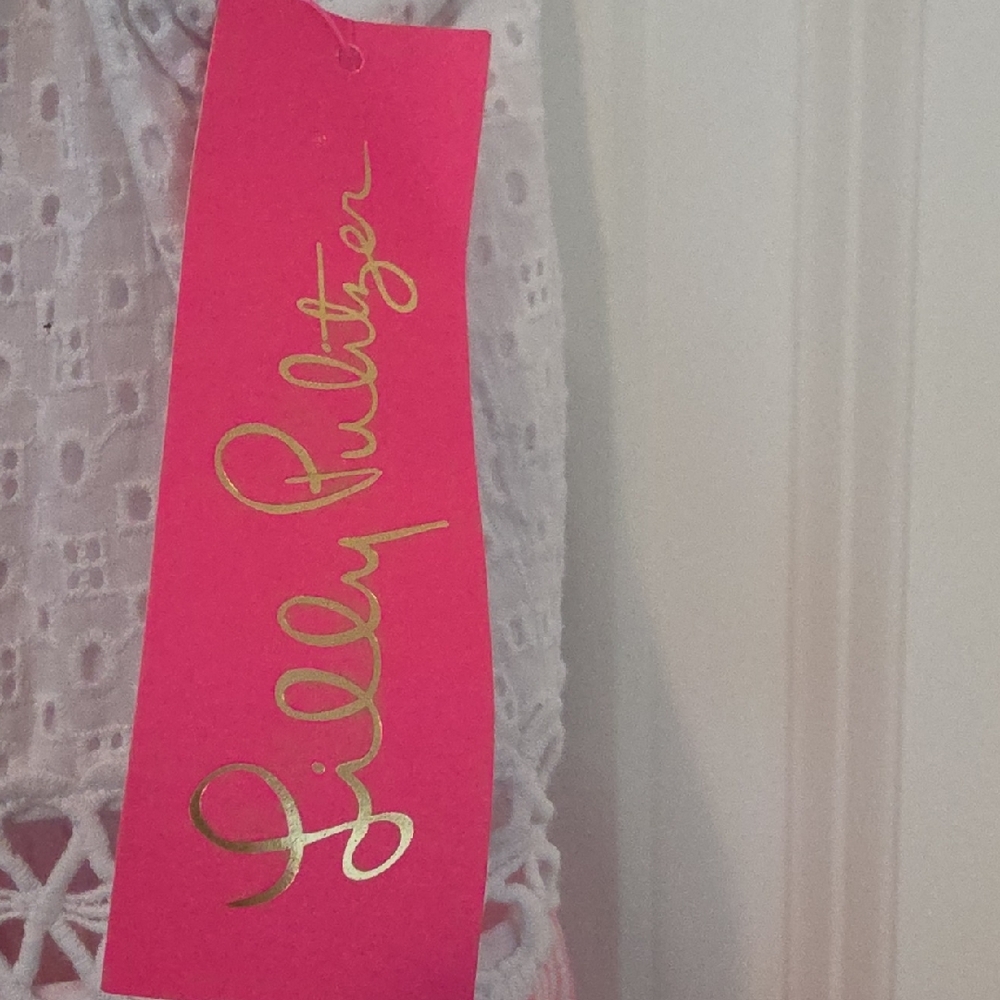 Lilly Pulitzer Women's White Lace and Pink Striped Dress - Picture 2 of 9